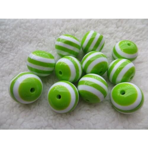 Lime Green Color Fashion AAA Quality Chunky Round Resin Strips Beads for Chunky Necklace Jewelry