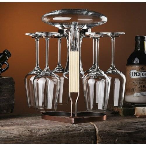 Red Wine Glass Set Home Crystal Glass Wine Set Wine Decanter Integrated Cup Holder Creative 6 Goblet flask hennessy liquor