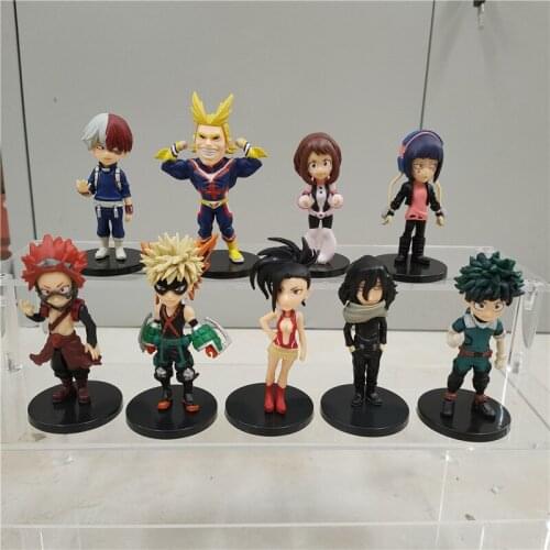 9pcs Set Anime My Hero Academia Figma Midoriya Izuku Bakugou Katsuki Todoroki Shoto 5-10cm Cartoon Action Figure Modle for Youth
