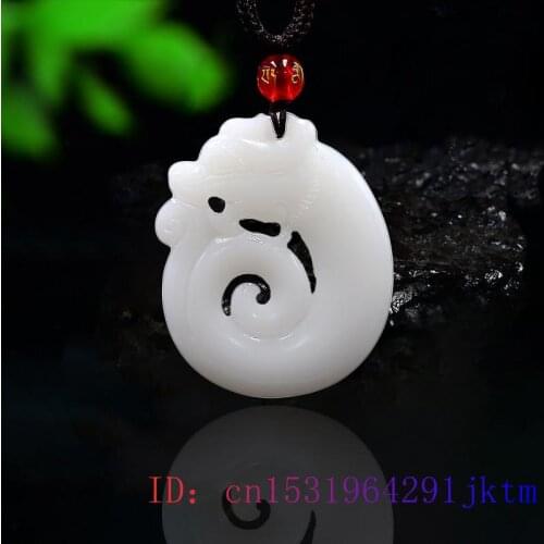 Jade Dragon Pendant Chinese Jadeite Double sided Gifts Necklace Natural White Charm Fashion Jewelry Amulet Carved