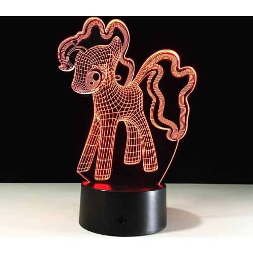 3D My Little Pony Night Light Table LED Night Light Creative Colorful Gradient Atmosphere Child Baby Friend Touch Lamps Lighting