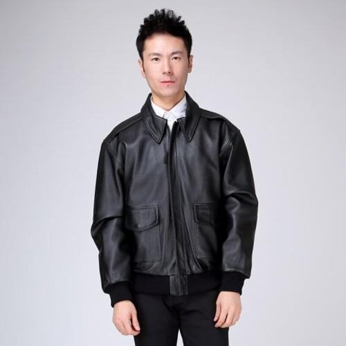 2016 New Mens Genuine Leather Jacket Fat loose big yards S-XXL Sheepskin Casual Russia Winter Coats Free Shipping