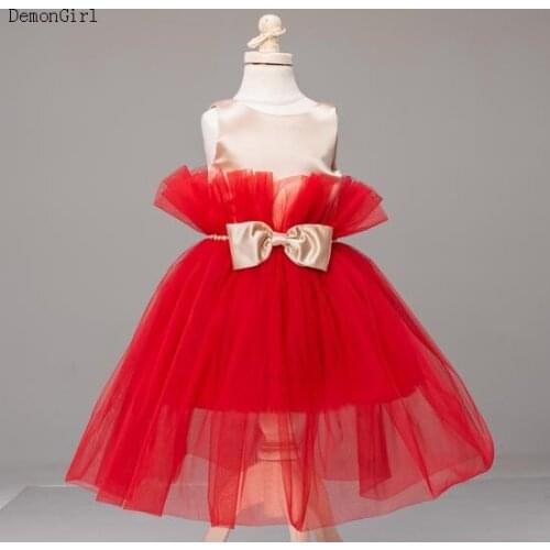 Red Little Princess Dress Wedding Elegant Party Tutu Prom Gown Children Birthday Pageant Communion Formal Vestidos