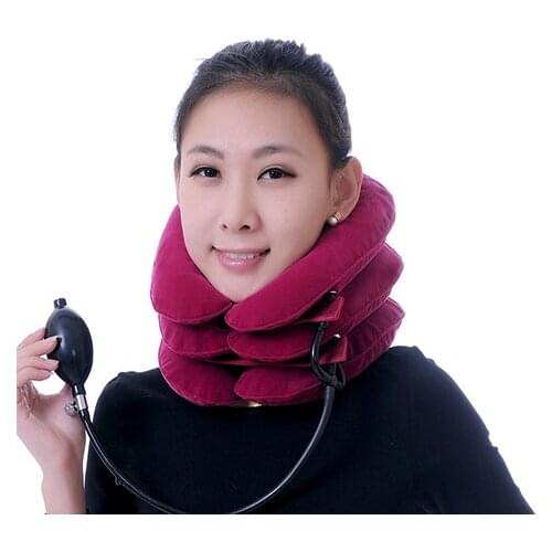 Full velvet neck traction device household medical inflatable collar cervical vertebra traction massager