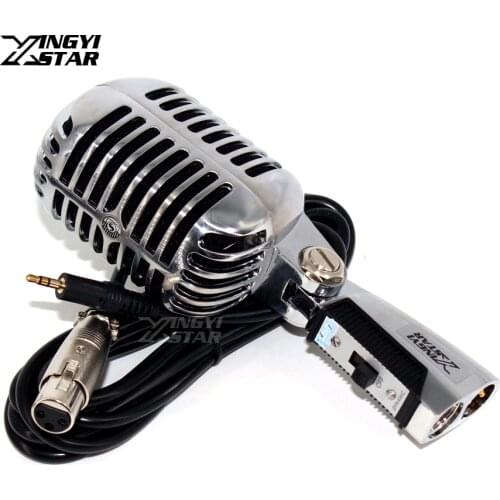 Professional 3.5mm Wired Mic Vintage Dynamic Microphone For Computer Video Recording PC Karaoke Stage Singer Sing 55SH II Switch