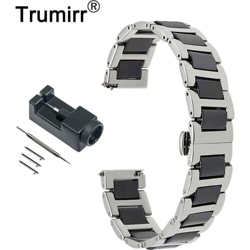 18mm 20mm 22mm Ceramic + Stainless Steel Watch Band for Timex Weekender Expedition Quick Release Strap Wrist Belt Bracelet