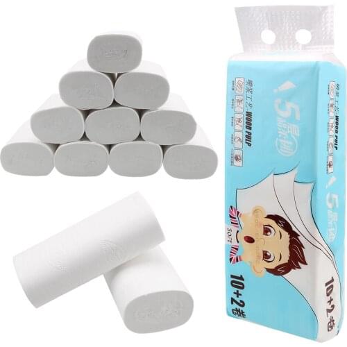 Toilet Roll Rolling Paper For Home Kitchen Accessories Bathroom Tissue Roll 12 Rolls 5 Ply White Toilet Paper