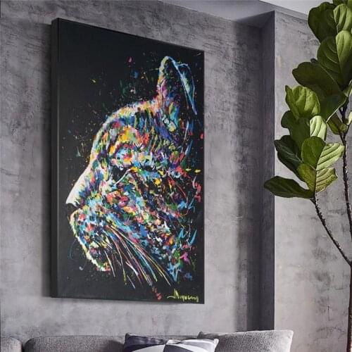 Modern Colorful Animals Picture Canvas Poster Prints Watercolor Cat Canvas Painting Cat Art Prints For Children Room Wall Decor