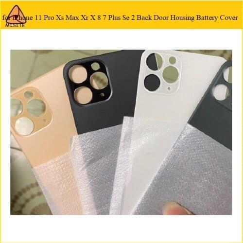 1Pc Glass Housing Rear Cover For iPhone 11 Pro Xs Max Xr X 8 7 Plus Se 2 Back Battery Cover Rear Door Housing Case Repair Parts