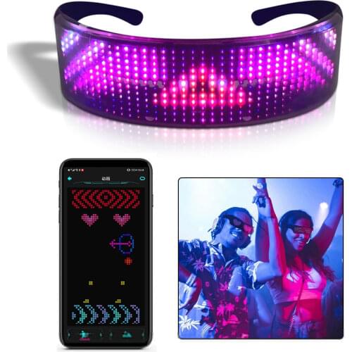 Magic Bluetooth Led Glasses for Party APP Control Luminous Glasses USB Charge DIY Quick Flash LED Display Halloween Decorations