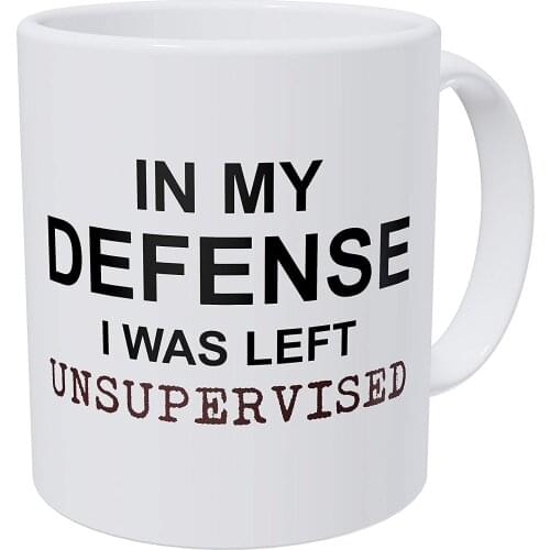 In My Defense I Was Left Unsupervised, Job, Work, Office 11 Ounces Funny Coffee Mug