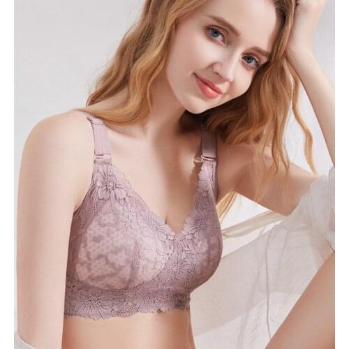 Womens Full Coverage Lace Wireless Non Padded Cotton Bra