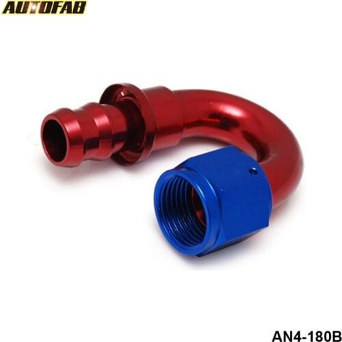10 pcs/lot 4AN AN4 180 Degree Aluminum Hose End Fitting Oil Fuel Line Adapter Push On AF-AN4-180B