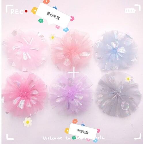 10pcs/lot 9cm Mesh big wave point super fairy flowers Appliques for Craft Clothes Sewing Supplies DIY Hair Clip Accessories