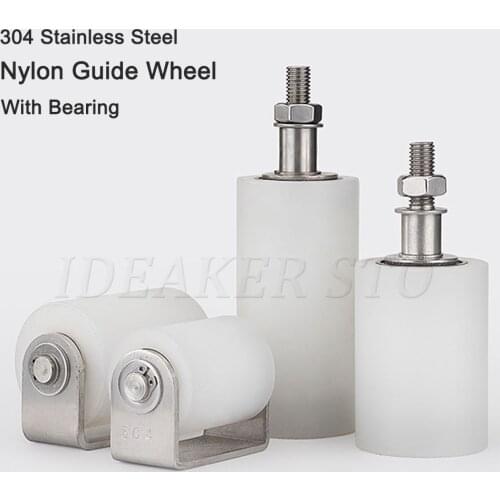 1/4PCS Multi-size 304 Stainless Steel Slide Gate Guide Roller, Nylon Rollers wheels with Bearing for Electric Door Sliding Gate