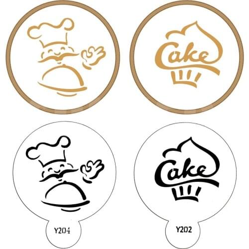 2pcs baking tools Cake Stencil , Design PET Chef shape Stencil Cupcake Mold Fondant Cake Decorating Tools Cake Stencils