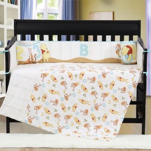 7PCS embroidered baby cot bedding sets baby room decor crib bedding sets for boy newborn ,include(bumper+duvet+sheet+pillow)