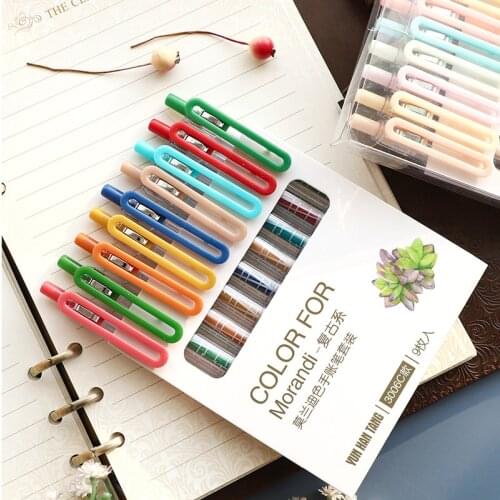 9pcs/pack Retractable Gel Pens for Journaling Painting Multi-colored Cute Pens Bullet Tip Stationery Set School Office Supplies