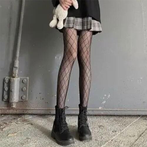 Black Stockings Female Thin Anti Hook Silk Sexy Fishnet Socks JK Belt Drill Hot Girls INS Spring And Summer