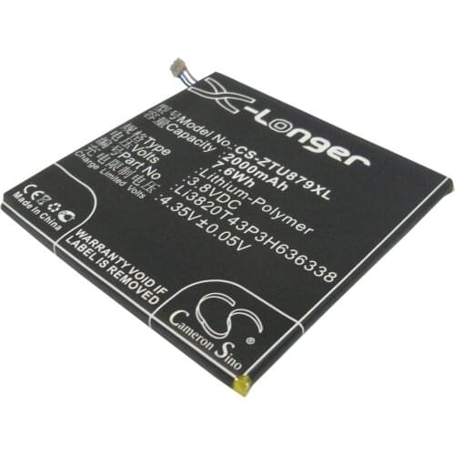 CS 2000mAh / 7.60Wh battery for ZTE A75, Blade L2, U879, U889, V879 Li3820T43P3H636338, Li3820T43PH636338