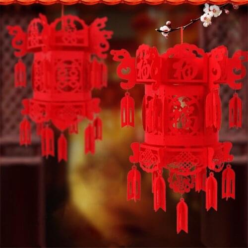 Lanterns Wedding Chinese Lantern Festival Wedding Decoration Lampion Flying Non-woven Red Lantern Decorative Lamp Lights DIY