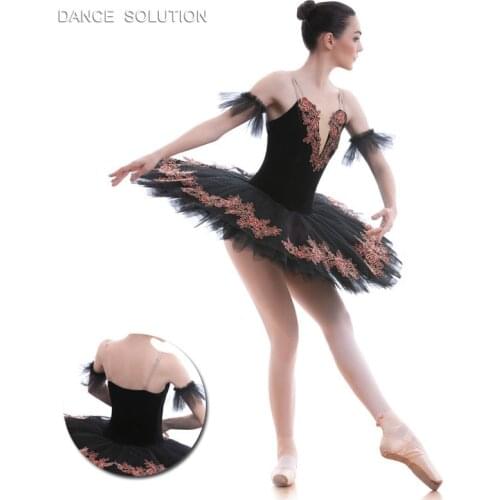 Classic Black Ballet Dance Costume Solo Pancake Tutus for Child and Adult Dancing Dress BLL028A