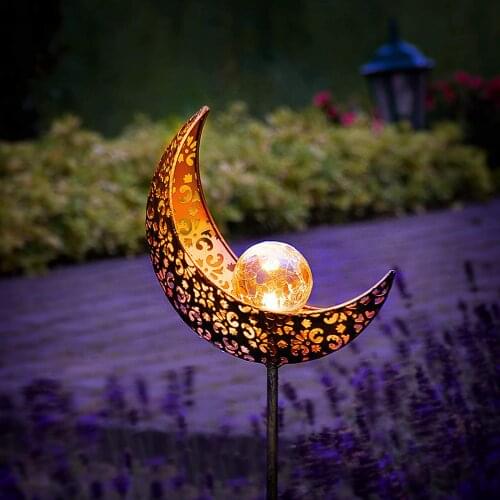 Creative Moon Night Lights Outdoor Solar Hollow Flame Decorative Light Garden Landscape Light Outdoor Garden Home Lights Decor