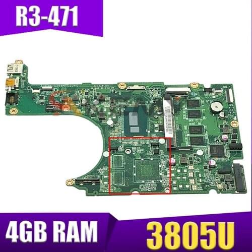 Akemy laptop Motherboard For ACER Aspire R3-471 Pentium 3805U with 4GB RAM Mainboard DA0ZQXMB8E0 SR210 DDR3