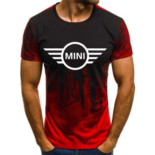 New 2020 Summer Mens tops MiNi Car Logo Printed high quality Cotton Gradient casual Mens short sleeve