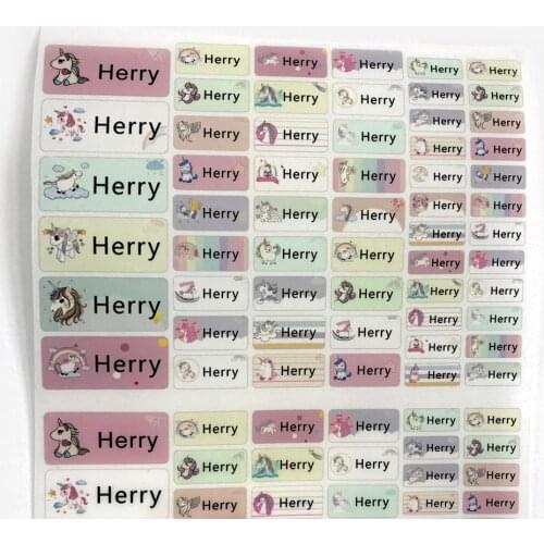 Girl Cartoon Unicorn Iron On Sticker Custom Name Labels Kids Personalized Waterproof Tags For Children Clothes School Uniforms