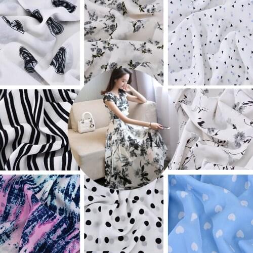 Small Flower Printed Chiffon Fabric By The Meter Per for Clothes Dress Skirt Sewing Summer Georgette Drape Opaque Floral Textile