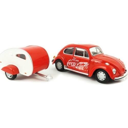 New Special Alloy 1:43 Casting American Original 1967 Volkswagen Beetle Car Model With Trailer Home Display Collection Gift