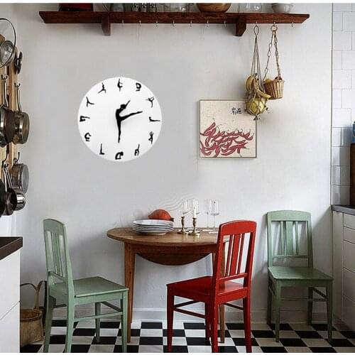 The latest creative mirror fashion modern quartz clock living room diy wall clock character dance posture wall clock
