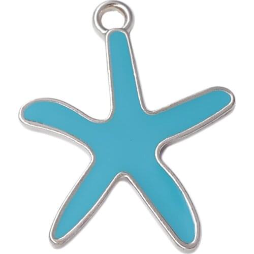 New beach leisure jewelry starfish star metal pendant enamel color charm marine style charm custom wholesale