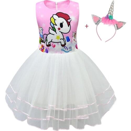 New Girls Birthday unicorn Dress Party Pageant Long Princess Dress Kids Christmas Costume Clothes Prom Dresses 3-10 years old
