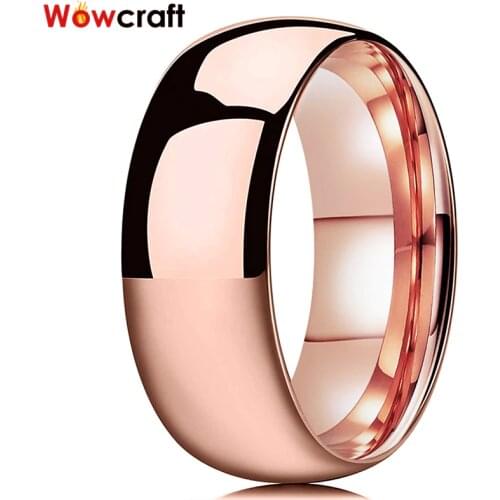 Rose Gold Men Women Tungsten Couple 2/4/6/8mm Wedding Band Engagement Ring Polished Shiny Dome Shape High Quality Comfort Fit