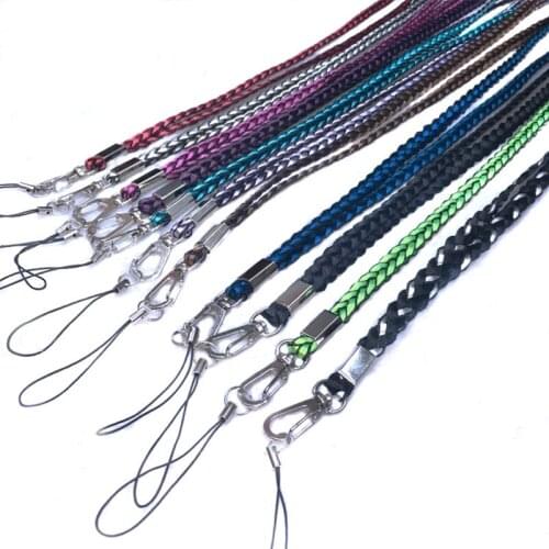 Wholesale 200pcs nylon braided wrist hand cell phone mobile chain straps keychain Charm Cords DIY Hang Rope Lanyard