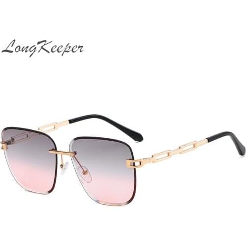 Vintage Rimless Sunglasses Women Frameless Rectangle Shades Gradient Summer Traveling Sun Glasses Retro Oculos De Graus Feminino