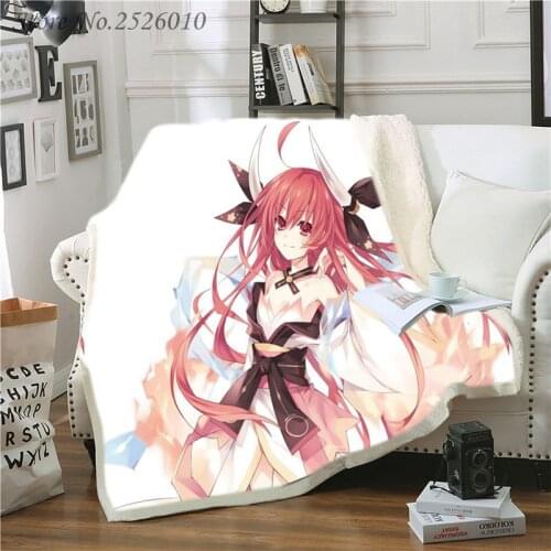 Japan Anime DATE A LIVE 3D Velvet Plush Blanket Bedspread For Kids Girls Sherpa Blanket Couch Quilt Cover Travel 04