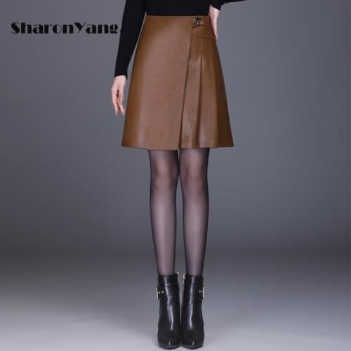 PU Leather Skirt Women 2021 Autumn New High Waist Short Skirts Fashion Temperament Mini Skirt Womens A-line Skirt Pleated Skirt