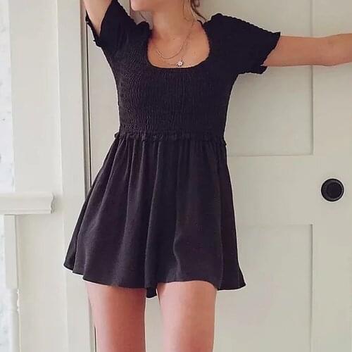 Summer women princess Elastic Bandage Black Swan Dancing Dress hanging Mini Dresses sexy backless Hollow Out A-Line Vestidos