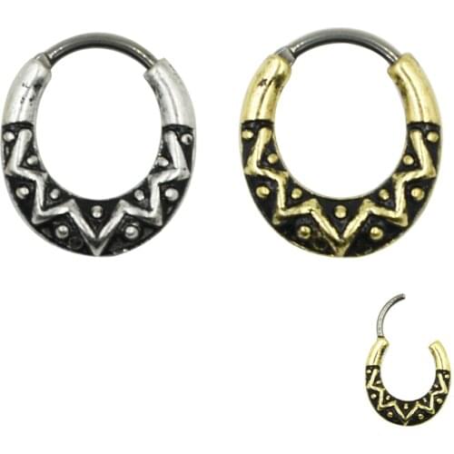1Pc Surgical Steel Geometric Patterned Nose Clicker Ring Septum Hoop Piercing Ring Jewelry