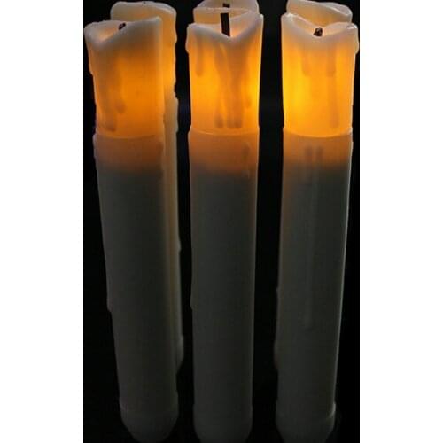 120pcs Battery Operate 6.5" Burnt wick melted apperance dipped Drip LED Taper Candle Xmas Wedding Church Home party decor-15.5CM