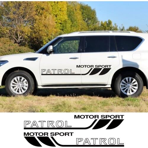 2PCS Car Door Side Sport Stripe Stickers For Nissan Patrol y60 y61 y62 Auto Body Decoration Graphical Vinyl Film Car Accessories