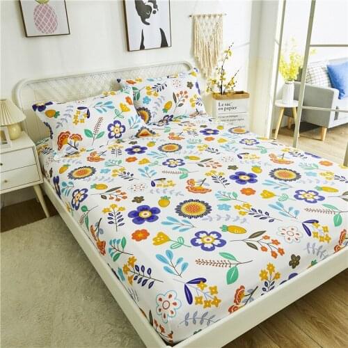 3PCS Bed Linens Geometric Printed Fitted Sheet With Elastic Bed Sheet Cover Polyester Mattress Cover Queen Size