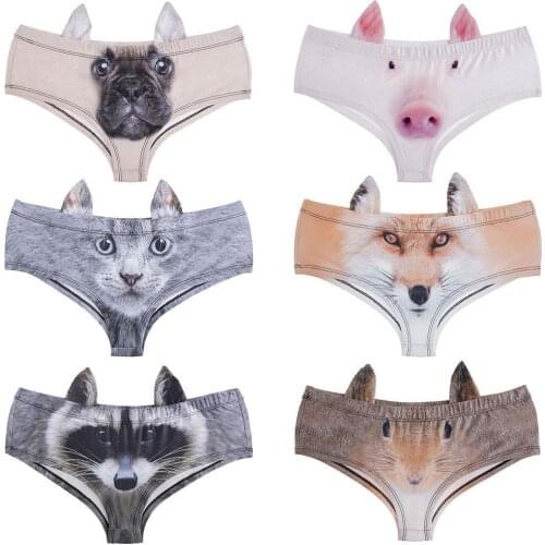 3D Digital Cute Animal Print Ear Panties Ladies Briefs Z8A4
