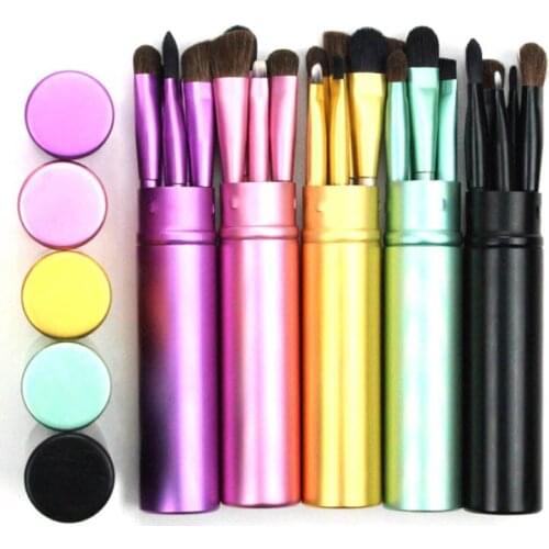 50set/lot 5pcs/set Multi Super Soft Cylinder Cosmetic Brush Suit Synthetic Fiber Eye Makeup Appliances Cosmetic Tools HA1904