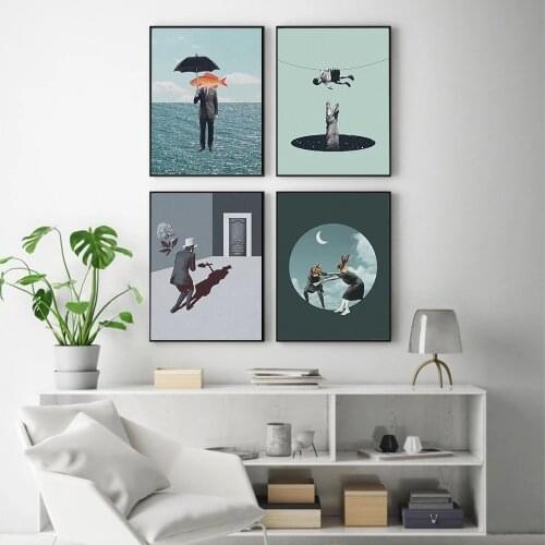 Abstract Canvas Painting Surrealism Classic Artwork Fantasy Posters and Prints Wall Art Picture for Living Room Cuadros Decor