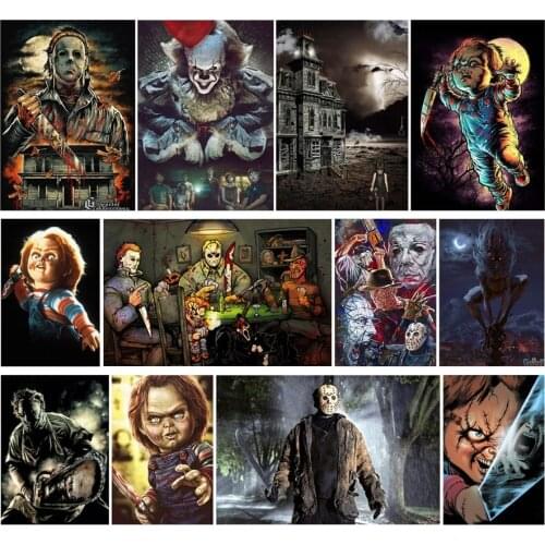 5D DIY Diamond Painting Horror clown It movie character chucky Diamond Painting Animal Diamond Embroidery Kids Gift Home Decor
