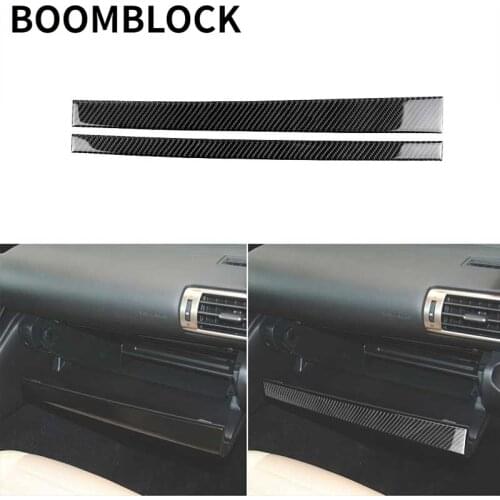 BOOMBLOCK Car Copilot Handle Storage Box Panel Trim Frame Cover Carbon Fiber Sticker Carbon Fiber Auto For Lexus IS250 2014-2018